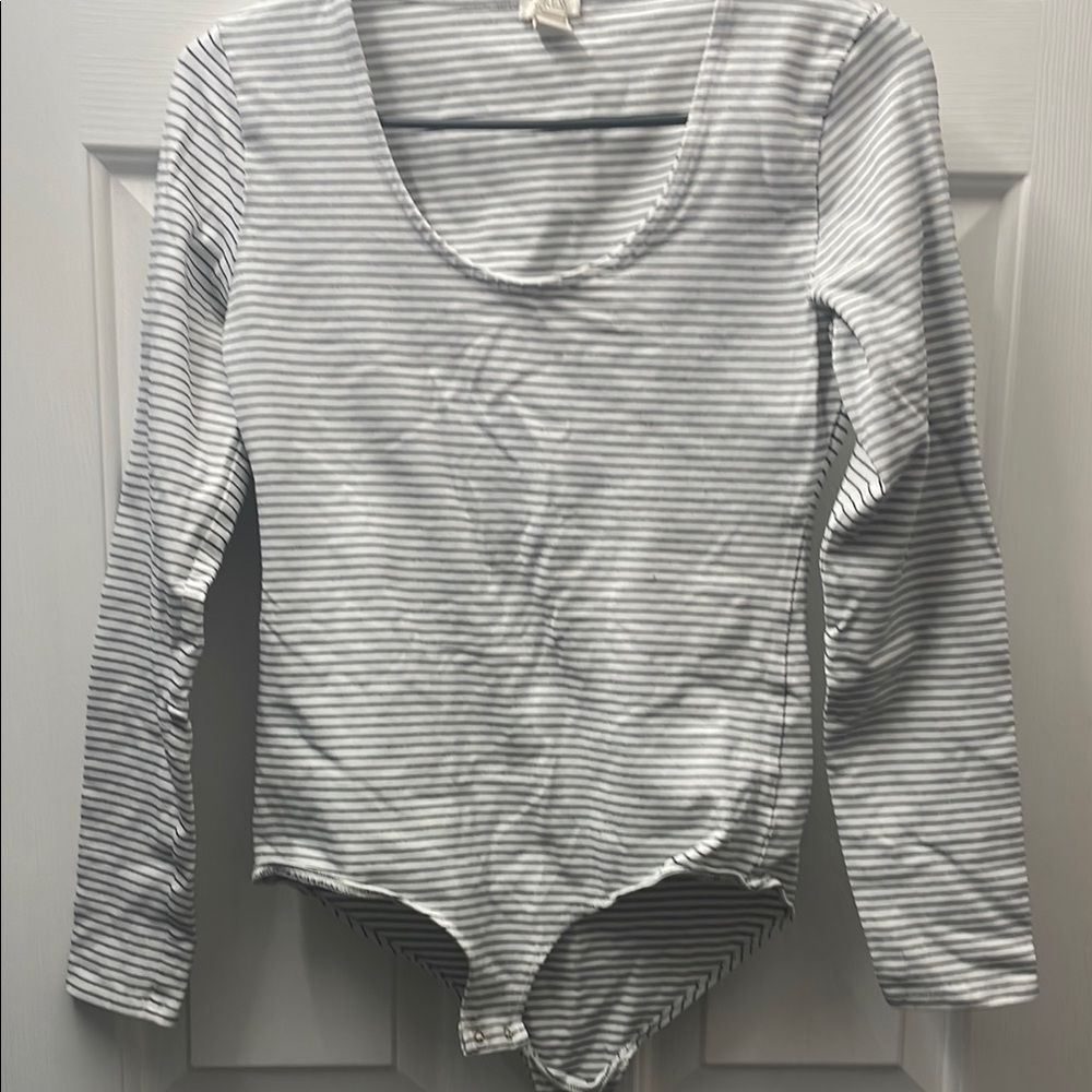 J Crew Striped Long Sleeve Scoop Neck Bodysuit